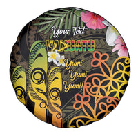 Personalised Vanuatu Independence Day Spare Tire Cover Carving Drum Sand Drawing Turtle LT14 - Polynesian Pride