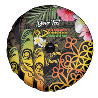Personalised Vanuatu Independence Day Spare Tire Cover Carving Drum Sand Drawing Turtle LT14 - Polynesian Pride