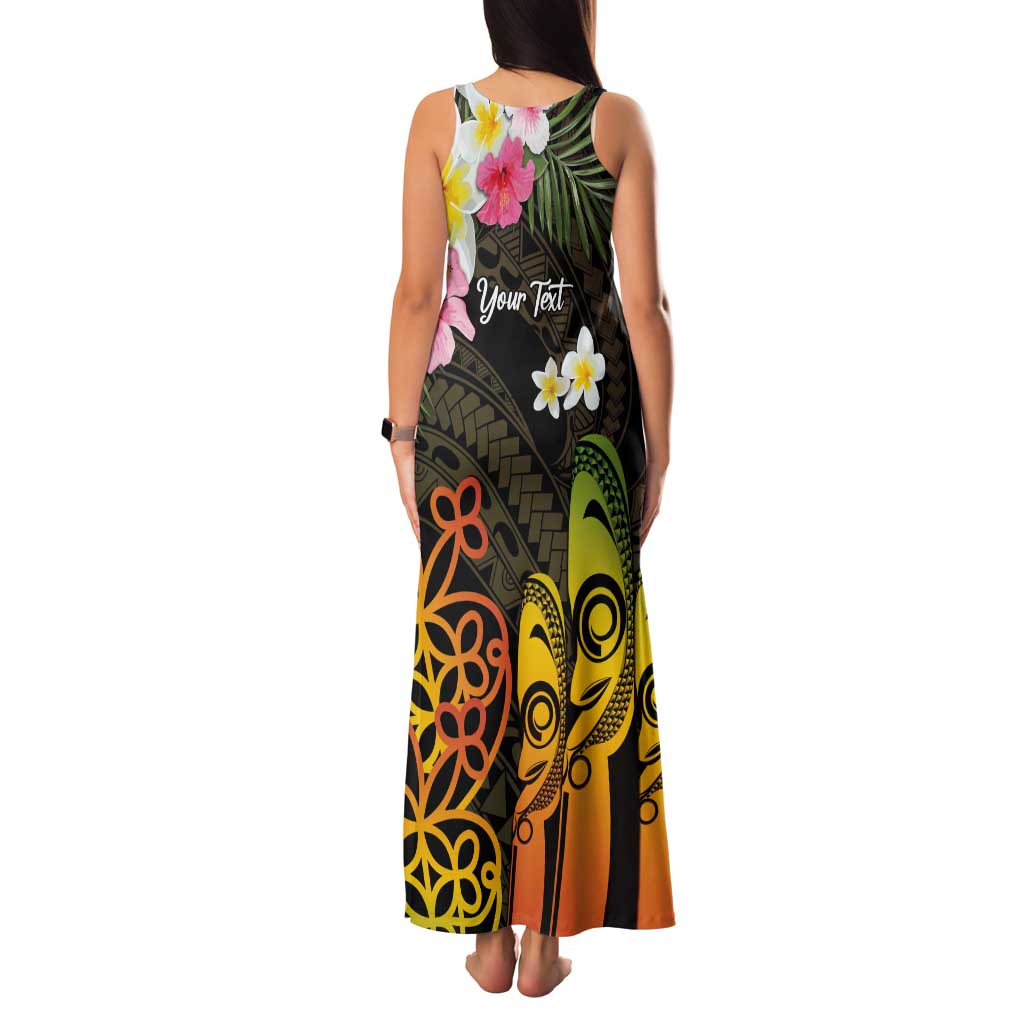 Personalised Vanuatu Independence Day Tank Maxi Dress Carving Drum Sand Drawing Turtle