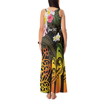 Personalised Vanuatu Independence Day Tank Maxi Dress Carving Drum Sand Drawing Turtle