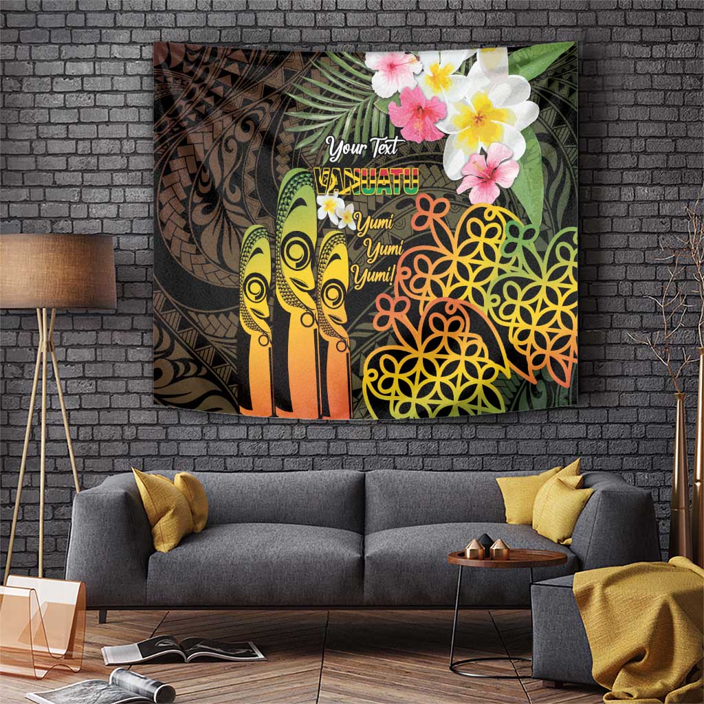 Personalised Vanuatu Independence Day Tapestry Carving Drum Sand Drawing Turtle LT14 Black - Polynesian Pride