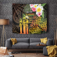 Personalised Vanuatu Independence Day Tapestry Carving Drum Sand Drawing Turtle LT14 Black - Polynesian Pride