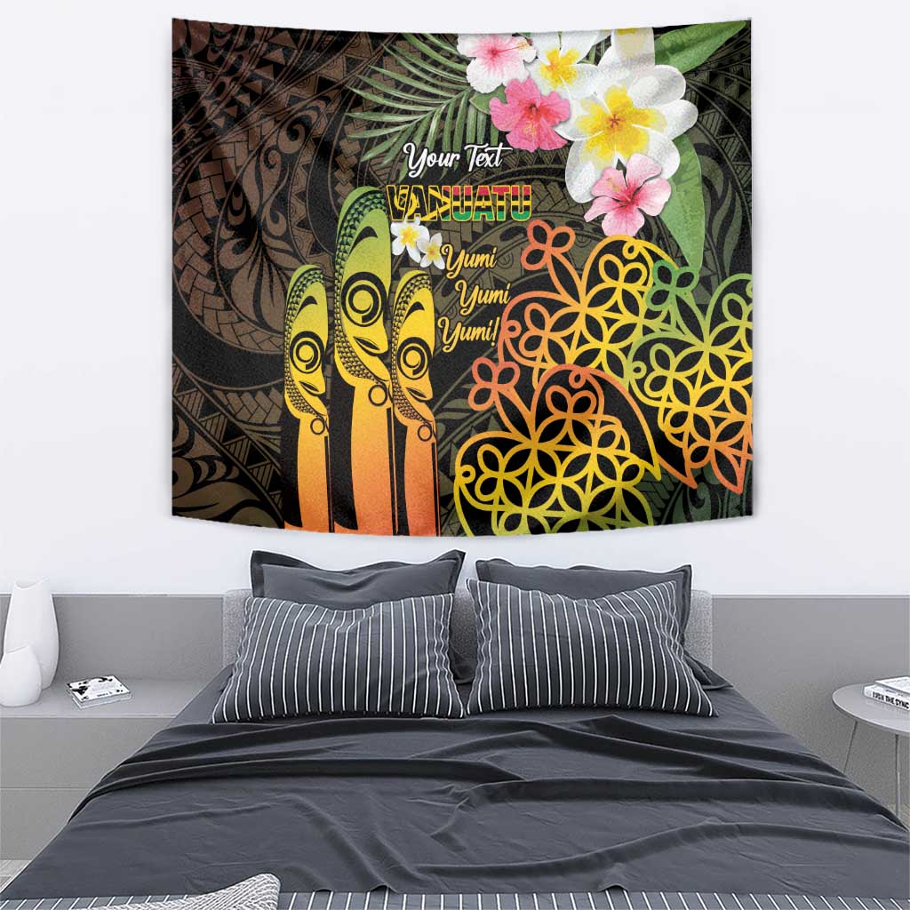 Personalised Vanuatu Independence Day Tapestry Carving Drum Sand Drawing Turtle LT14 - Polynesian Pride
