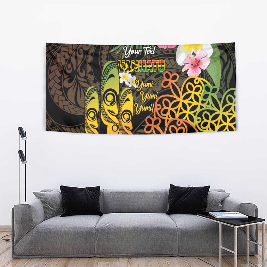 Personalised Vanuatu Independence Day Tapestry Carving Drum Sand Drawing Turtle LT14 - Polynesian Pride