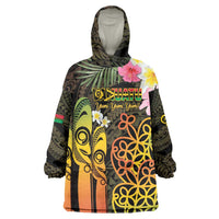Personalised Vanuatu Independence Day Wearable Blanket Hoodie Carving Drum Sand Drawing Turtle