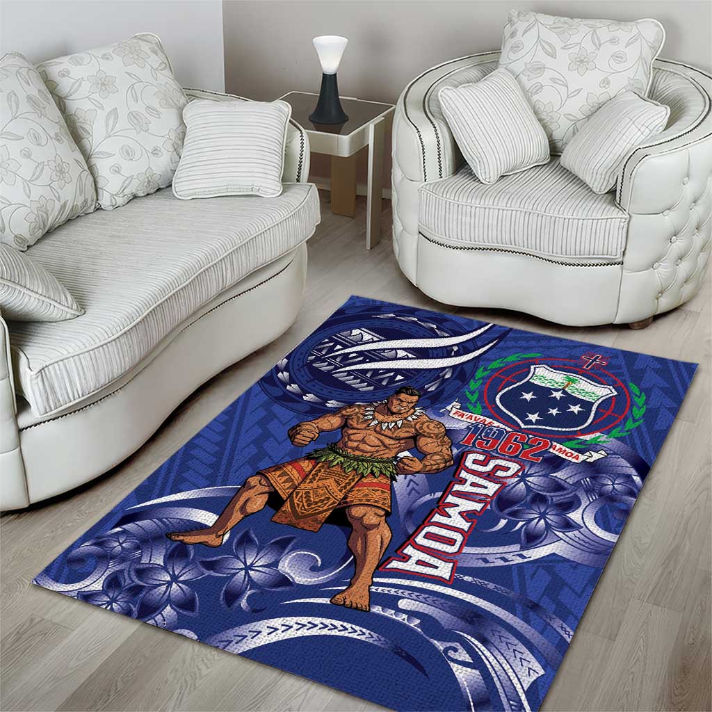 Samoa Independence Day Area Rug 1962 Proud Samoan Warrior