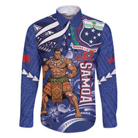 Samoa Independence Day Family Matching Mermaid Dress and Hawaiian Shirt 1962 Proud Samoan Warrior LT14 Dad's Shirt - Long Sleeve Blue - Polynesian Pride