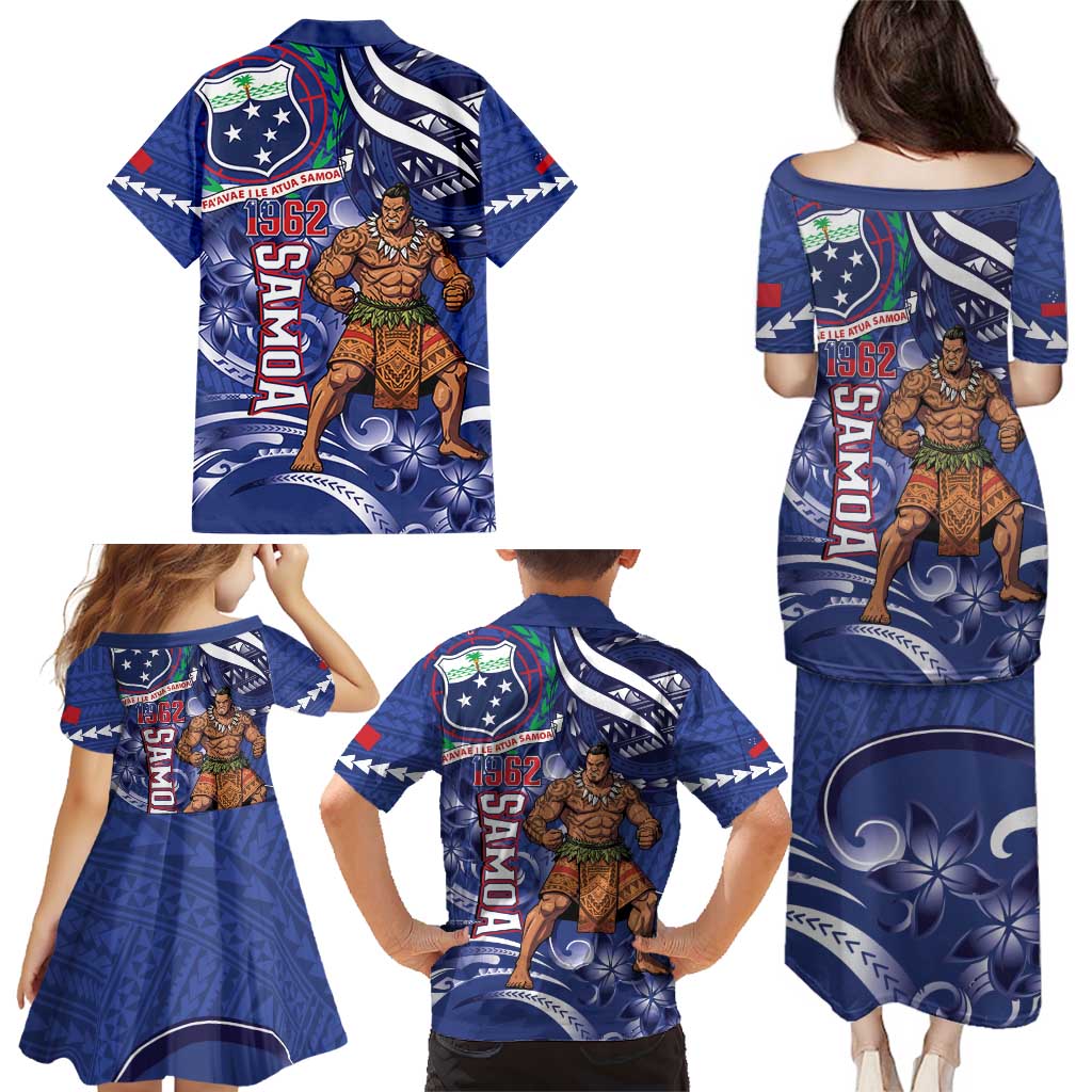 Samoa Independence Day Family Matching Puletasi and Hawaiian Shirt 1962 Proud Samoan Warrior LT14 - Polynesian Pride