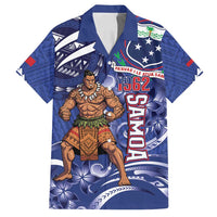Samoa Independence Day Family Matching Puletasi and Hawaiian Shirt 1962 Proud Samoan Warrior LT14 Dad's Shirt - Short Sleeve Blue - Polynesian Pride