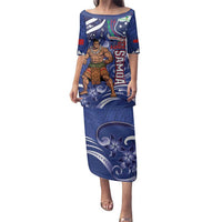 Samoa Independence Day Family Matching Puletasi and Hawaiian Shirt 1962 Proud Samoan Warrior LT14 Mom's Dress Blue - Polynesian Pride