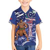 Samoa Independence Day Family Matching Puletasi and Hawaiian Shirt 1962 Proud Samoan Warrior LT14 Son's Shirt Blue - Polynesian Pride