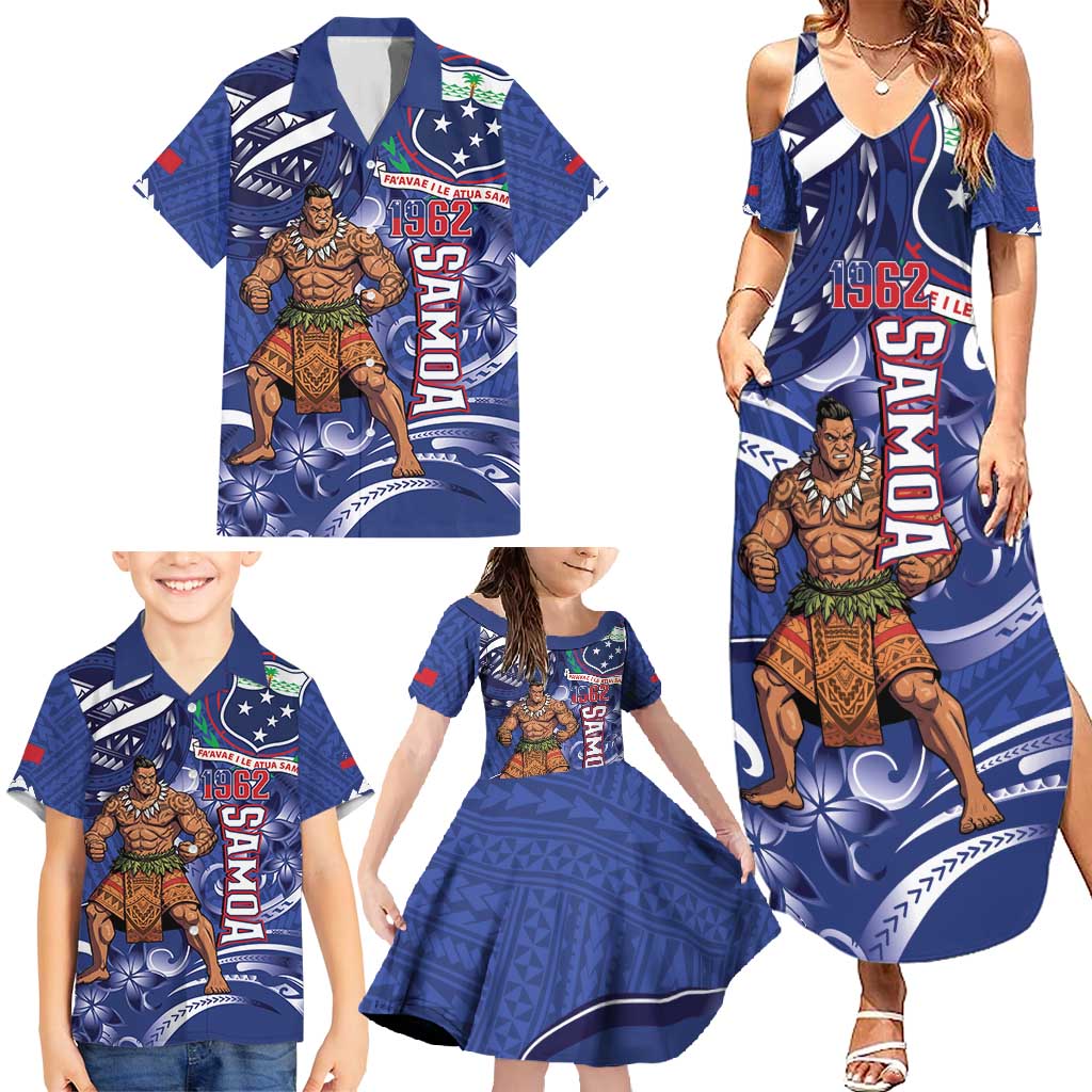 Samoa Independence Day Family Matching Summer Maxi Dress and Hawaiian Shirt 1962 Proud Samoan Warrior