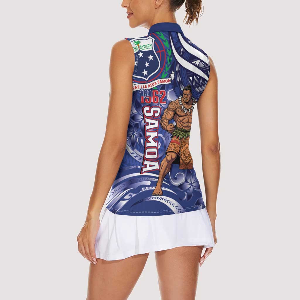 Samoa Independence Day Women Sleeveless Polo Shirt 1962 Proud Samoan Warrior LT14 - Polynesian Pride