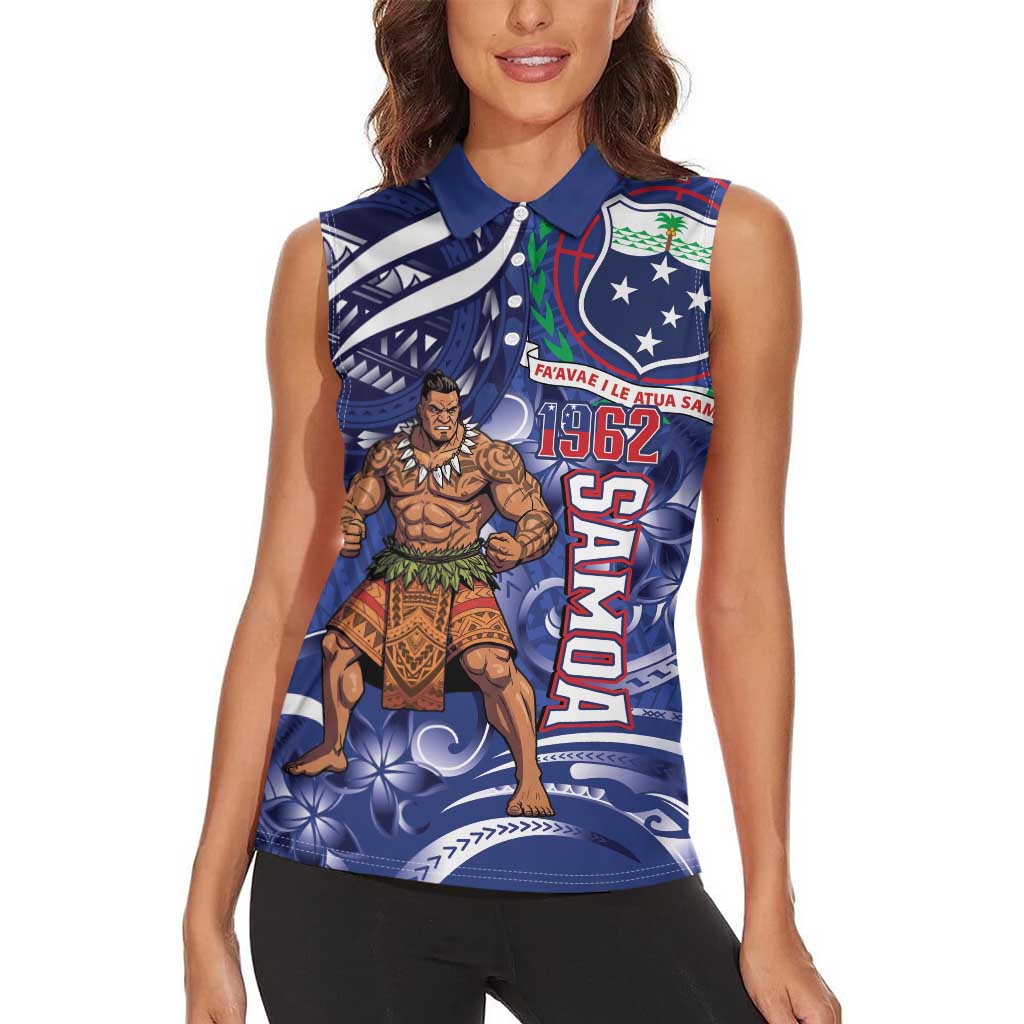 Samoa Independence Day Women Sleeveless Polo Shirt 1962 Proud Samoan Warrior LT14 - Polynesian Pride