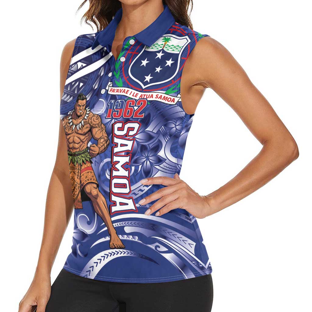 Samoa Independence Day Women Sleeveless Polo Shirt 1962 Proud Samoan Warrior LT14 - Polynesian Pride