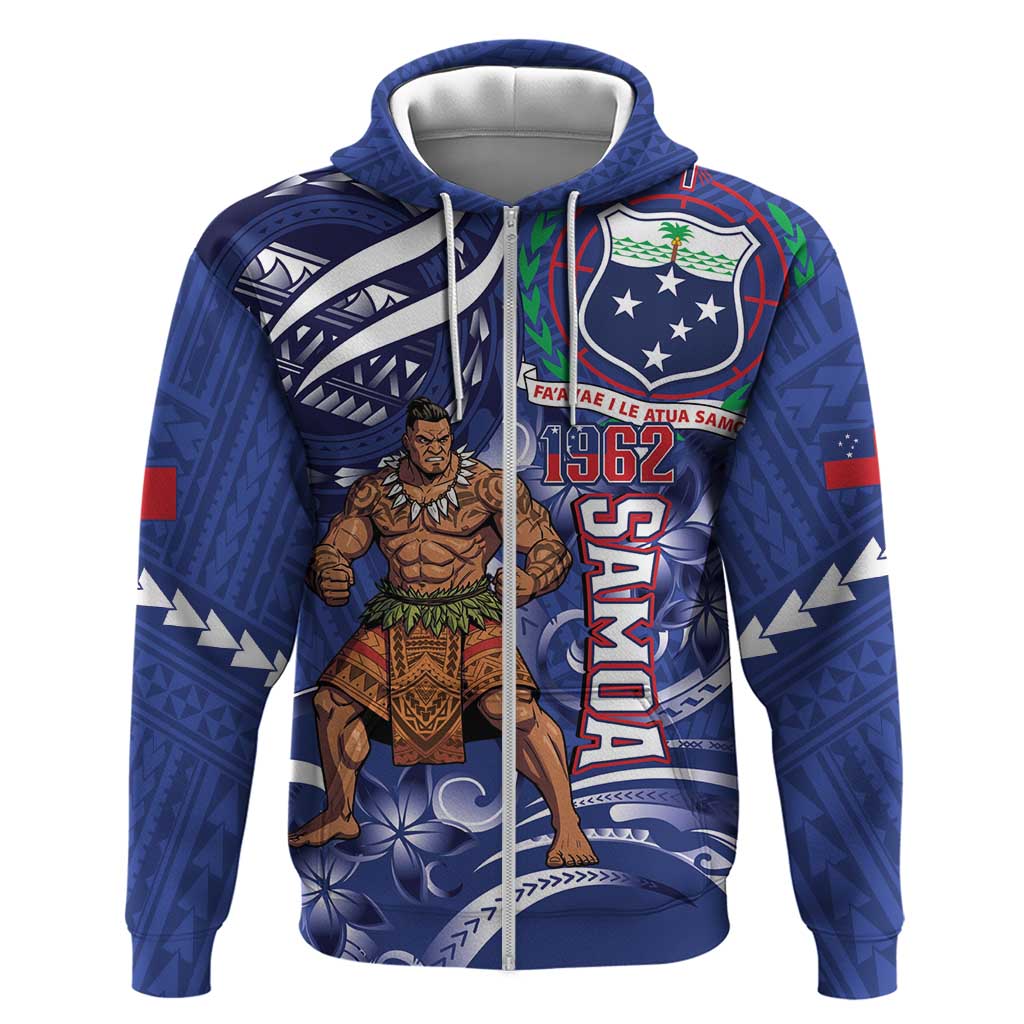 Samoa Independence Day Zip Hoodie 1962 Proud Samoan Warrior