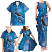 Paikea New Zealand Matariki Family Matching Tank Maxi Dress and Hawaiian Shirt Humpback Whale Taniko Motifs Ocean Vibes
