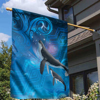 Paikea New Zealand Matariki Garden Flag Humpback Whale Taniko Motifs Ocean Vibes LT14 - Polynesian Pride