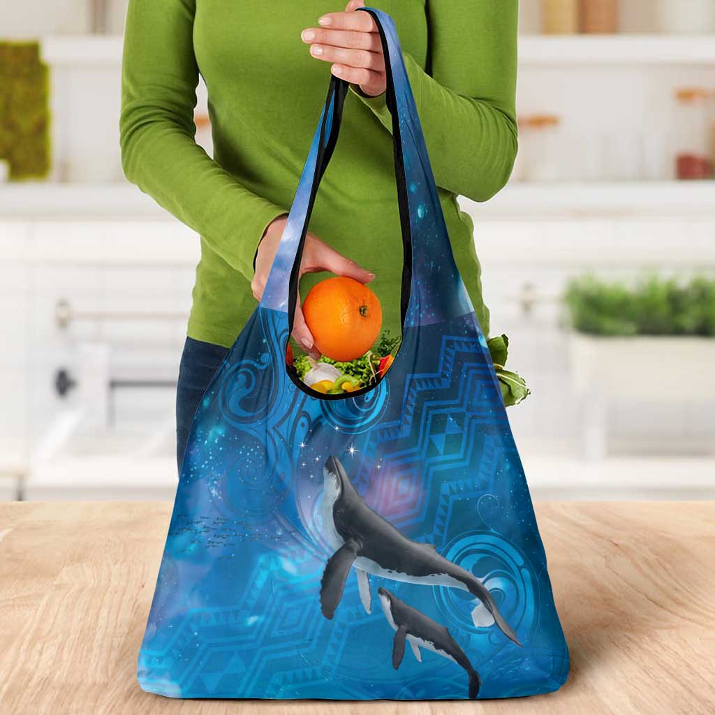 Paikea New Zealand Matariki Grocery Bag Humpback Whale Taniko Motifs Ocean Vibes