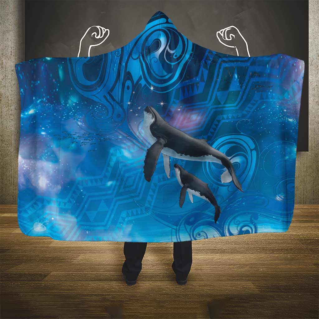 Paikea New Zealand Matariki Hooded Blanket Humpback Whale Taniko Motifs Ocean Vibes LT14 - Polynesian Pride