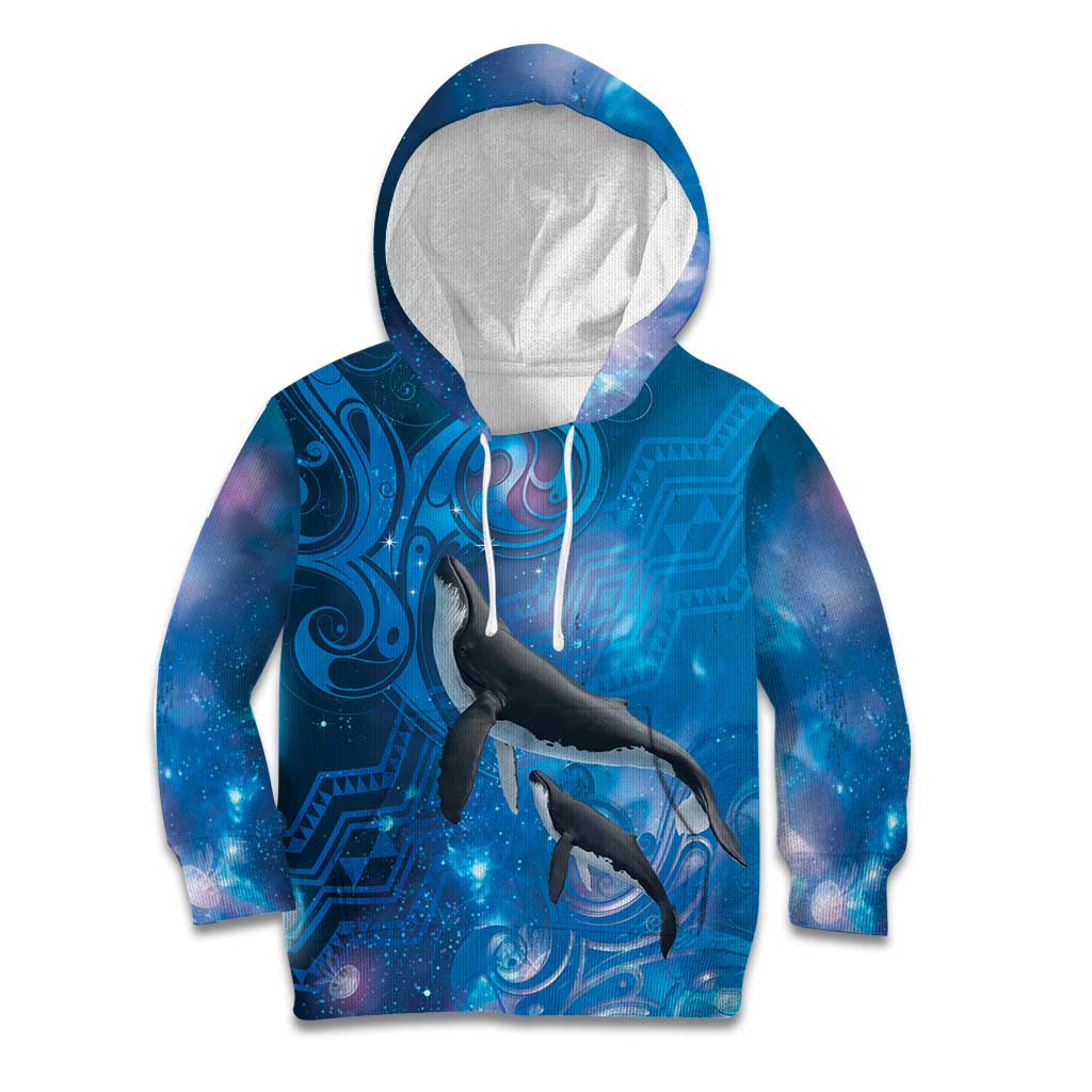 Paikea New Zealand Matariki Kid Hoodie Humpback Whale Taniko Motifs Ocean Vibes LT14 Hoodie Blue - Polynesian Pride