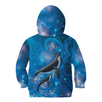 Paikea New Zealand Matariki Kid Hoodie Humpback Whale Taniko Motifs Ocean Vibes LT14 - Polynesian Pride