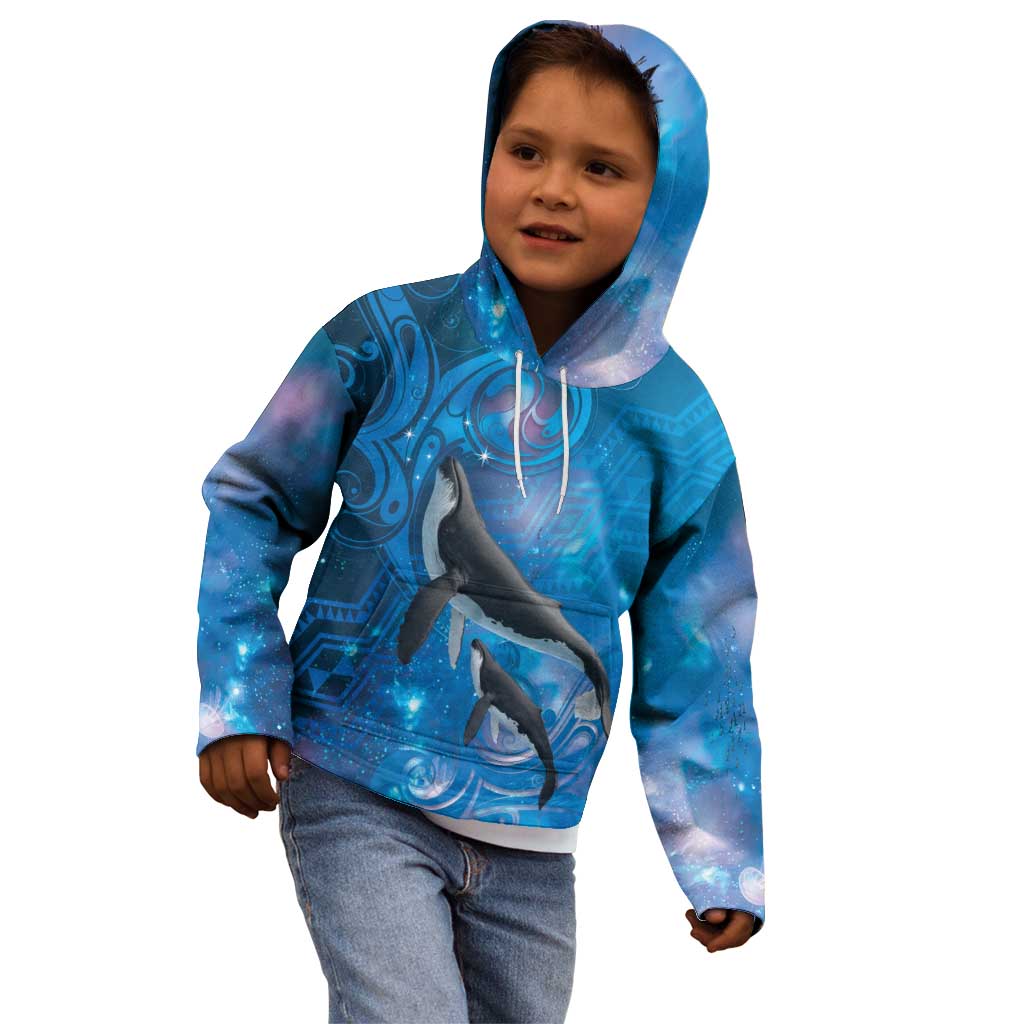 Paikea New Zealand Matariki Kid Hoodie Humpback Whale Taniko Motifs Ocean Vibes LT14 - Polynesian Pride