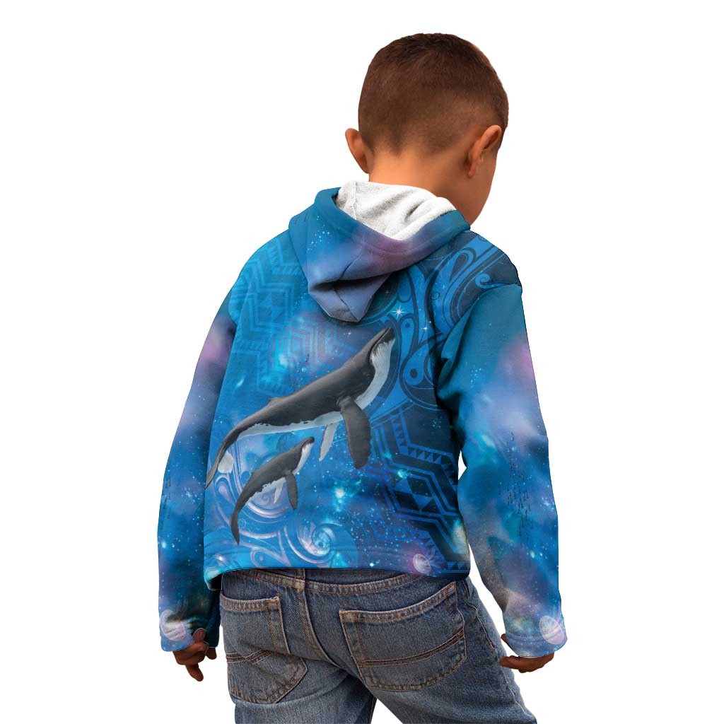 Paikea New Zealand Matariki Kid Hoodie Humpback Whale Taniko Motifs Ocean Vibes LT14 - Polynesian Pride