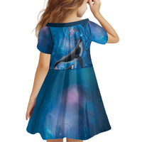 Paikea New Zealand Matariki Kid Short Sleeve Dress Humpback Whale Taniko Motifs Ocean Vibes LT14 - Polynesian Pride