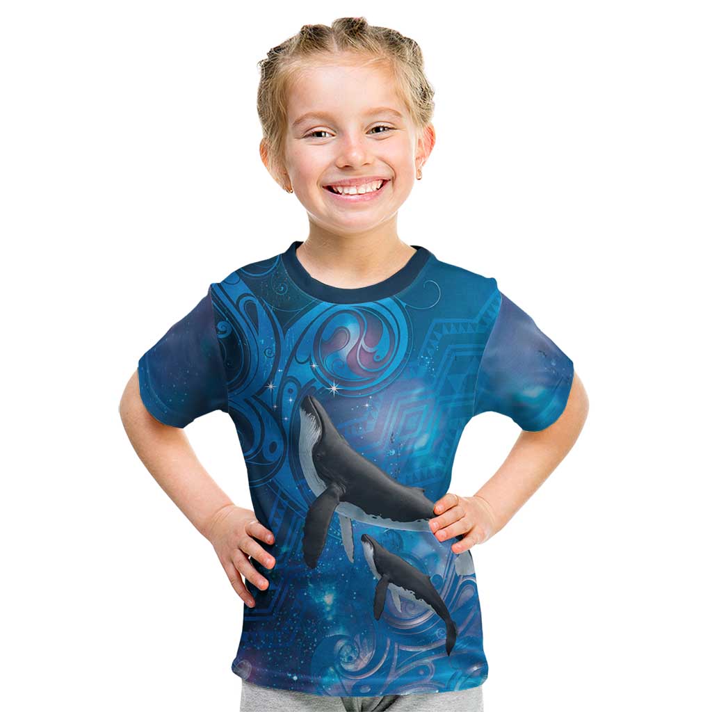 Paikea New Zealand Matariki Kid T Shirt Humpback Whale Taniko Motifs Ocean Vibes