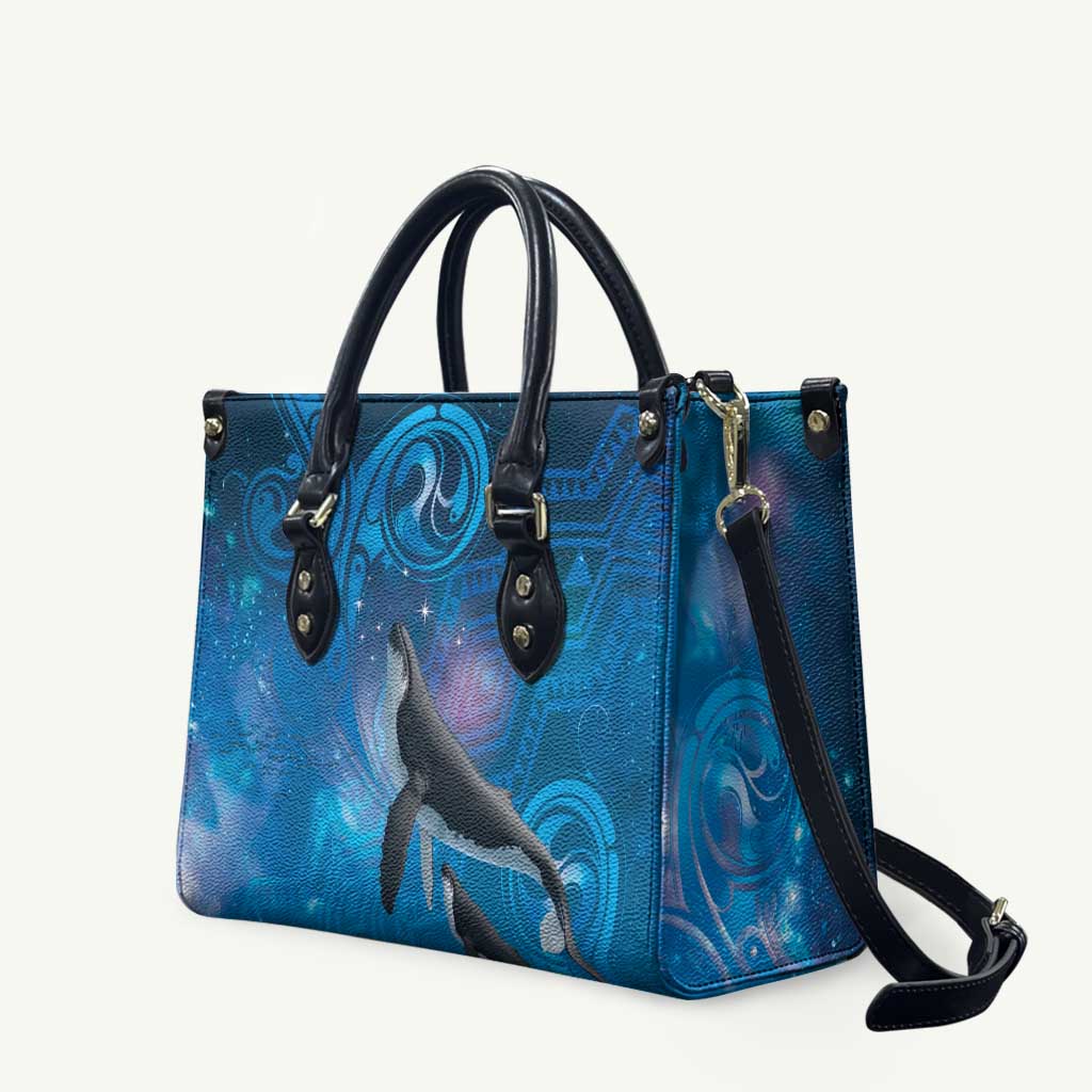 Paikea New Zealand Matariki Leather Bag Humpback Whale Taniko Motifs Ocean Vibes