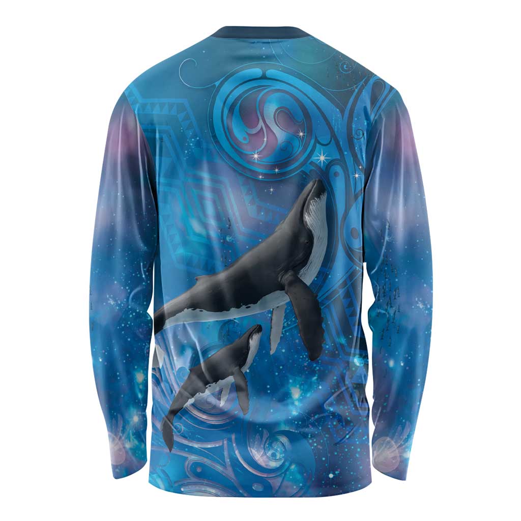 Paikea New Zealand Matariki Long Sleeve Shirt Humpback Whale Taniko Motifs Ocean Vibes LT14 - Polynesian Pride