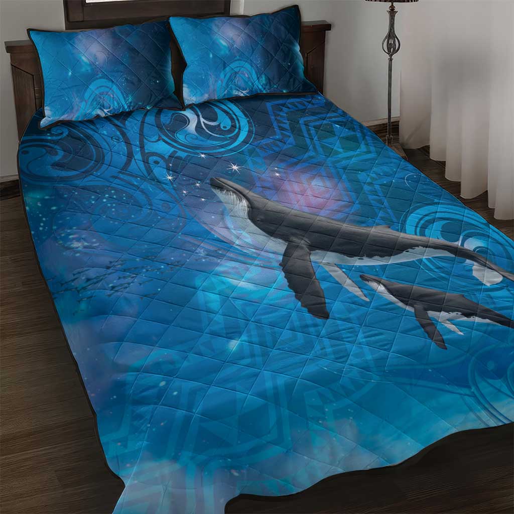 Paikea New Zealand Matariki Quilt Bed Set Humpback Whale Taniko Motifs Ocean Vibes