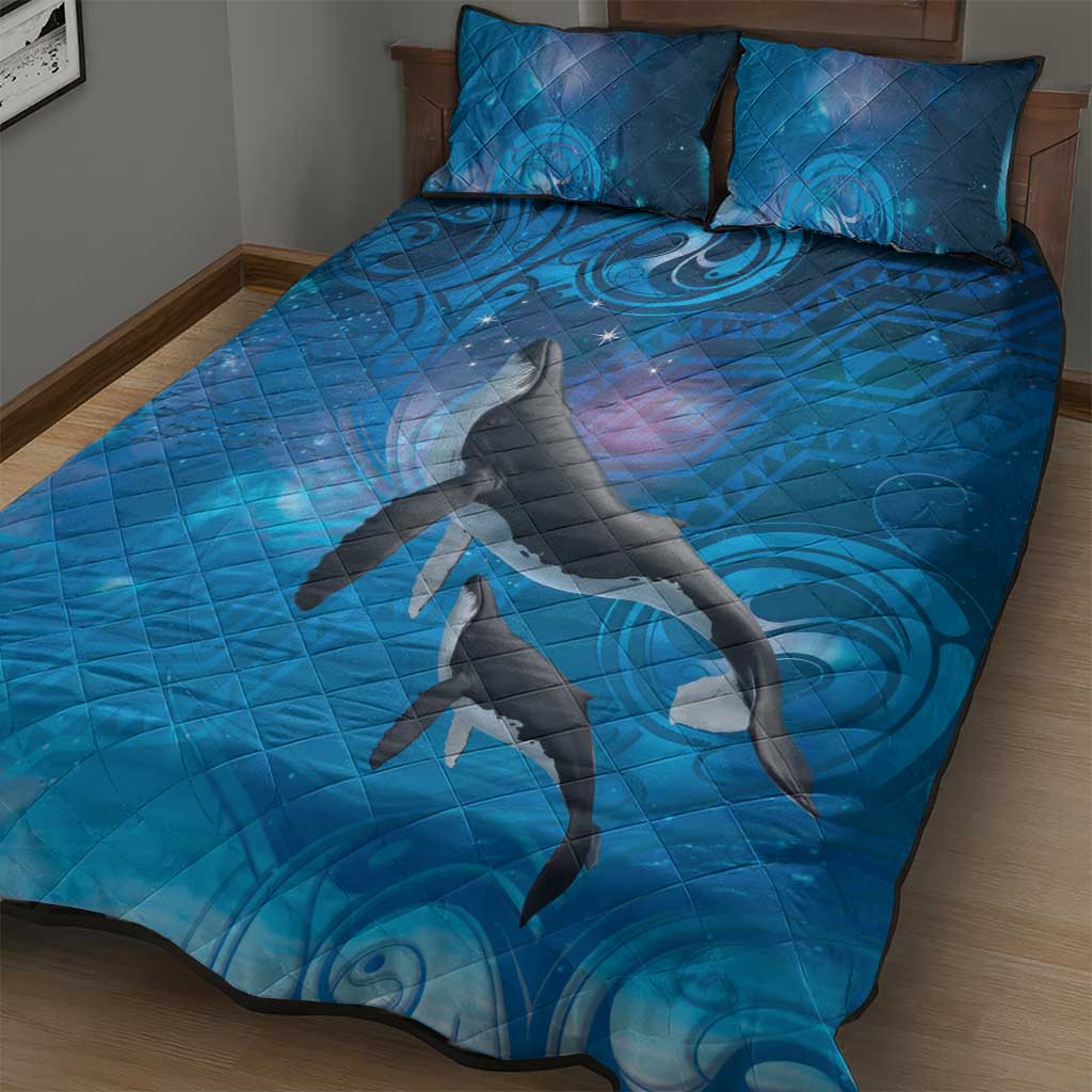 Paikea New Zealand Matariki Quilt Bed Set Humpback Whale Taniko Motifs Ocean Vibes