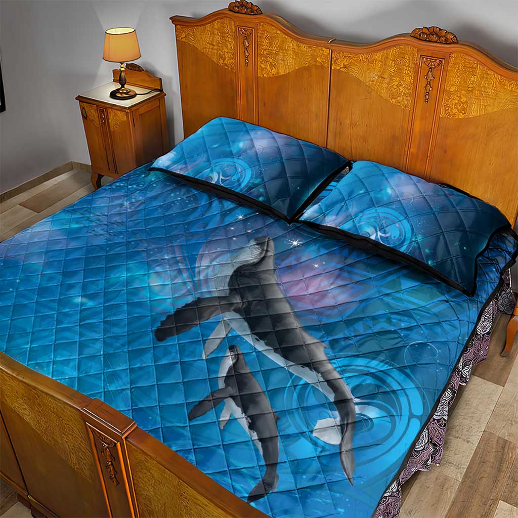 Paikea New Zealand Matariki Quilt Bed Set Humpback Whale Taniko Motifs Ocean Vibes