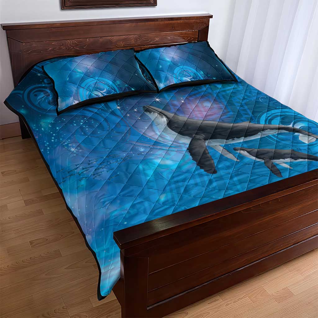 Paikea New Zealand Matariki Quilt Bed Set Humpback Whale Taniko Motifs Ocean Vibes