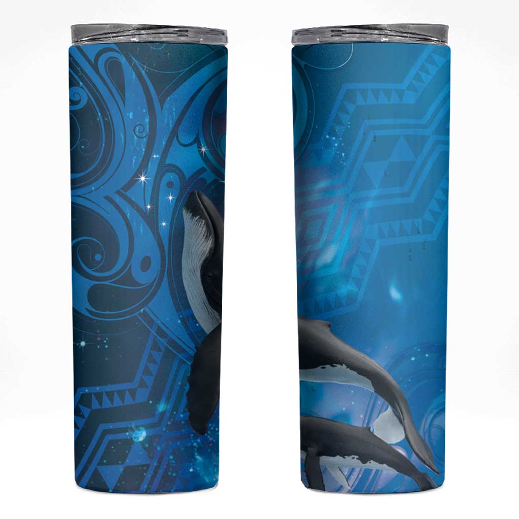 Paikea New Zealand Matariki Skinny Tumbler Humpback Whale Taniko Motifs Ocean Vibes