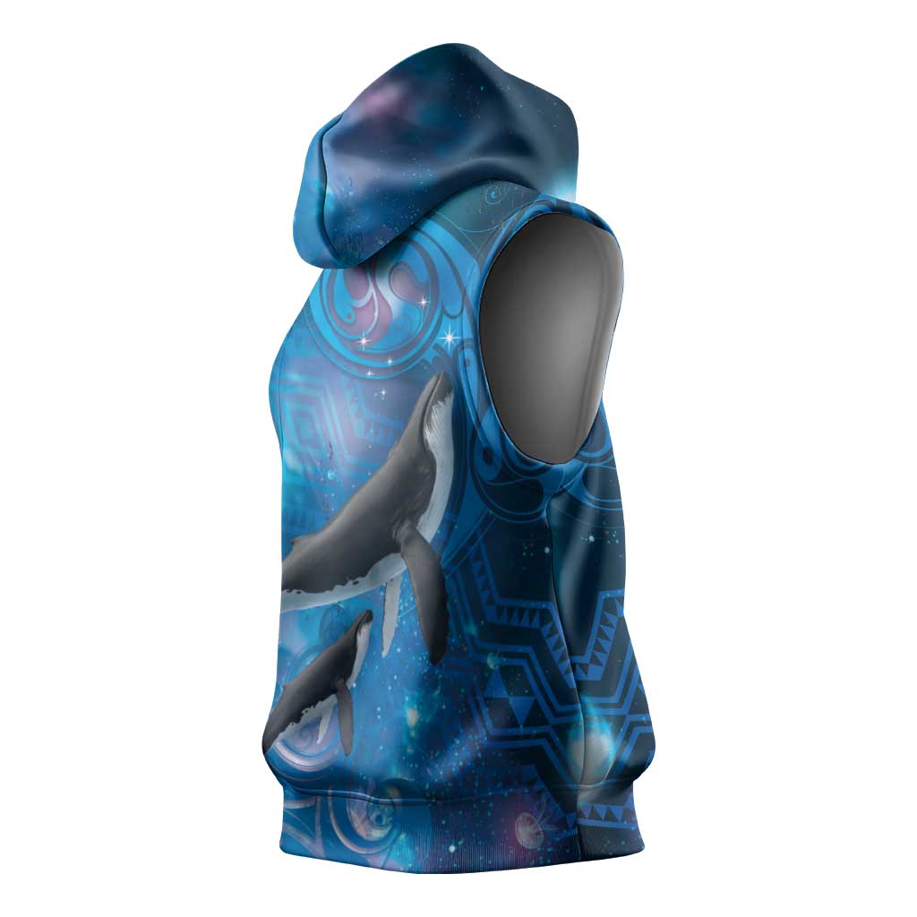 Paikea New Zealand Matariki Sleeveless Hoodie Humpback Whale Taniko Motifs Ocean Vibes