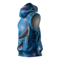 Paikea New Zealand Matariki Sleeveless Hoodie Humpback Whale Taniko Motifs Ocean Vibes