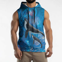 Paikea New Zealand Matariki Sleeveless Hoodie Humpback Whale Taniko Motifs Ocean Vibes