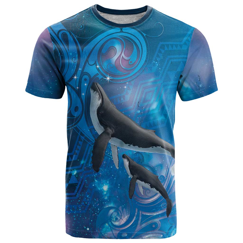 Paikea New Zealand Matariki T Shirt Humpback Whale Taniko Motifs Ocean Vibes LT14 Blue - Polynesian Pride