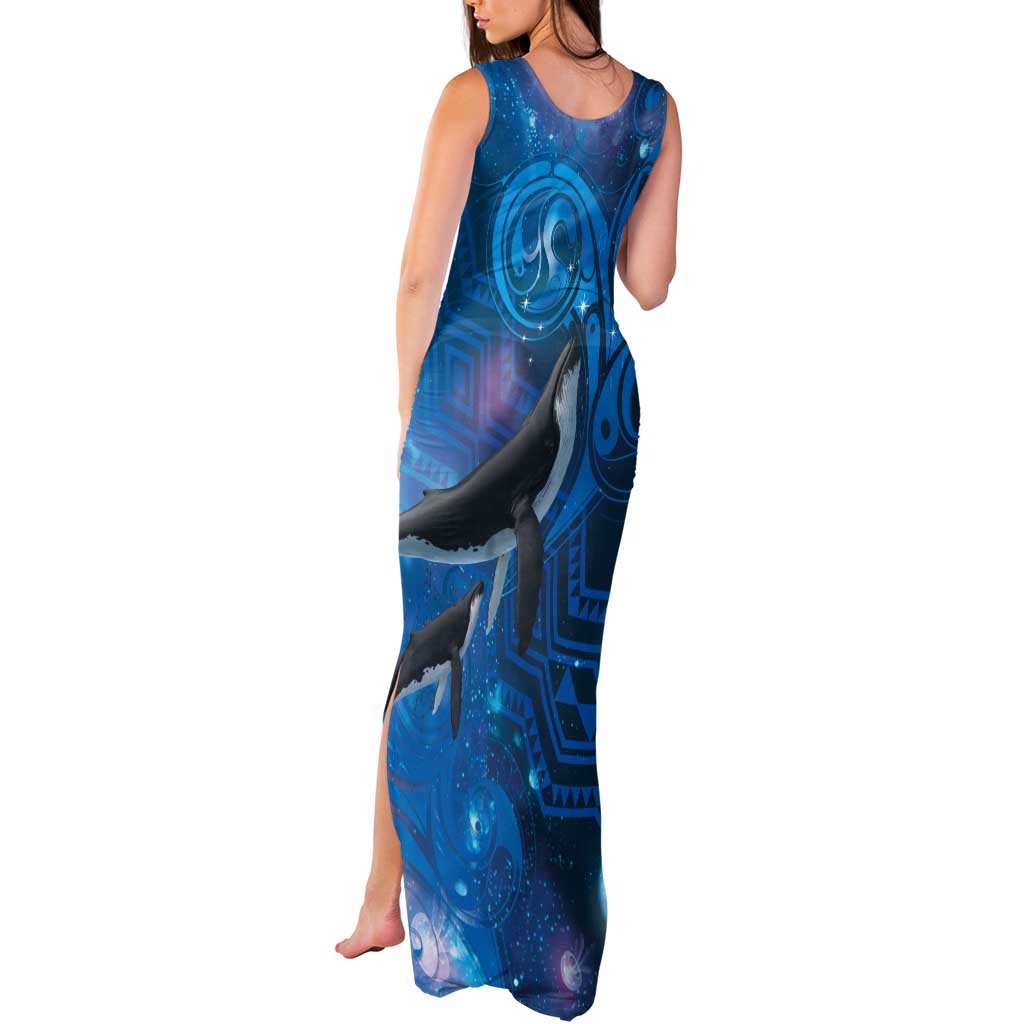 Paikea New Zealand Matariki Tank Maxi Dress Humpback Whale Taniko Motifs Ocean Vibes