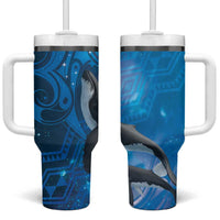 Paikea New Zealand Matariki Tumbler With Handle Humpback Whale Taniko Motifs Ocean Vibes