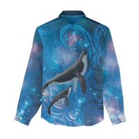 Paikea New Zealand Matariki Women Casual Shirt Humpback Whale Taniko Motifs Ocean Vibes LT14 - Polynesian Pride