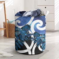 Piwakawaka New Zealand Matariki Laundry Basket Maori New Year Silver Fern Blue Galaxy LT14 Blue - Polynesian Pride