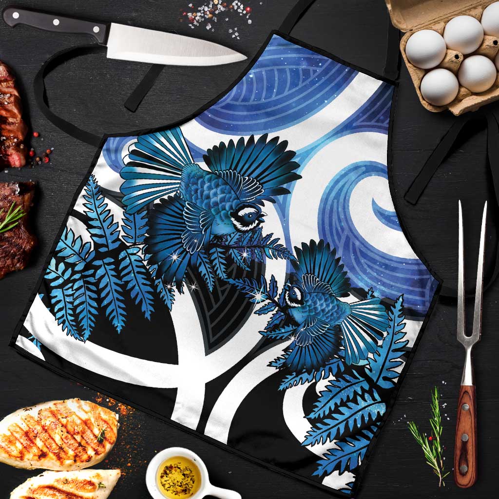 Piwakawaka New Zealand Matariki Apron Maori New Year Silver Fern Blue Galaxy