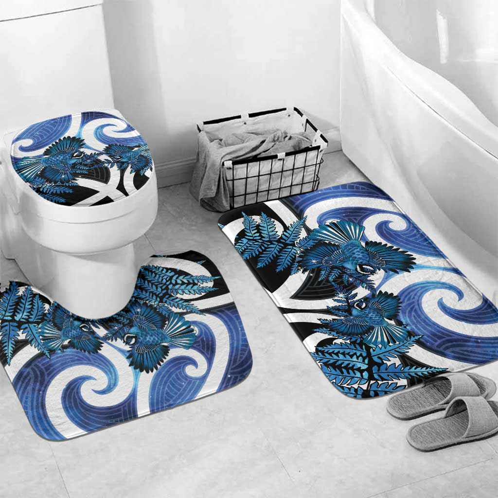 Piwakawaka New Zealand Matariki Bathroom Set Maori New Year Silver Fern Blue Galaxy