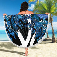 Piwakawaka New Zealand Matariki Beach Blanket Maori New Year Silver Fern Blue Galaxy LT14 - Polynesian Pride
