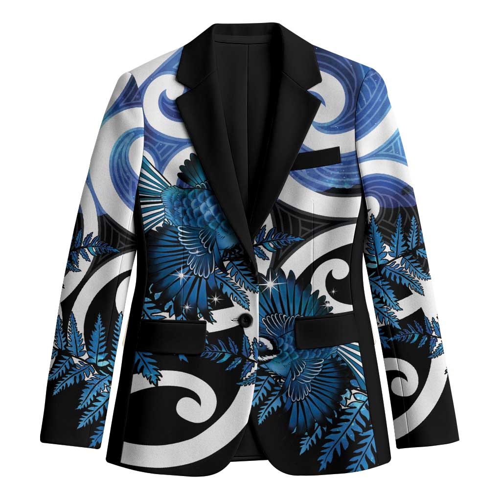 Piwakawaka New Zealand Matariki Blazer Maori New Year Silver Fern Blue Galaxy