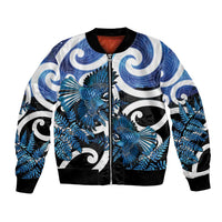 Piwakawaka New Zealand Matariki Bomber Jacket Maori New Year Silver Fern Blue Galaxy LT14 Unisex Blue - Polynesian Pride